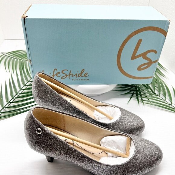 LifeStride Women's Parigi Silver Round Toe Slip On Pump Heels Size 7.5W NWB - Picture 12 of 12